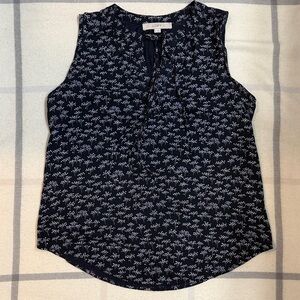 LOFT Black and White Floral Sleeveless Top Women's Size Medium